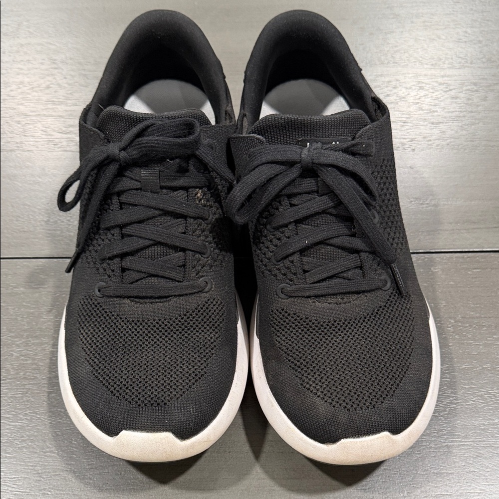 Women's Black Knit Lace-Up Athletic Sneakers - Lightweight Support